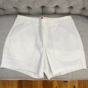 NWT Spanx 6" twill short bright white tummy control slimming with pockets